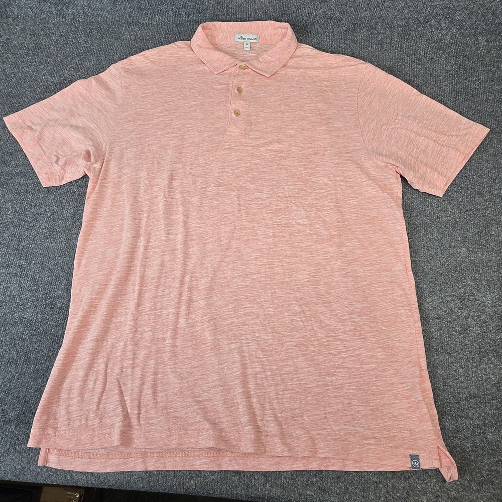 Peter Millar Polo Shirt Mens XL Pink Heather Cotton Blend Soft Casual Golf
